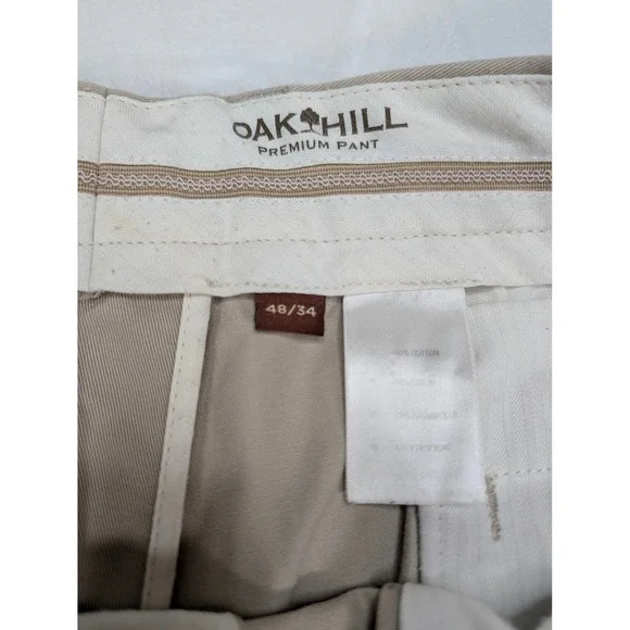 Oak Hill‎ Mens Khaki Pleated Pants Size 48x34 Casual Chinos - Picture 2 of 8